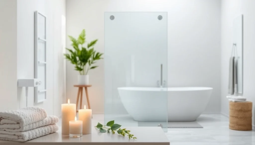 Installation d'une paroi de douche à l'italienne dans une salle de bains moderne et élégante