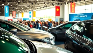 Exciting Auto Cars Show featuring diverse vehicles and enthusiastic crowds at a vibrant automotive event.