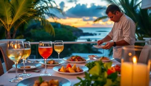 Sint Maarten private chef creating a gourmet dining experience at a beachfront villa.
