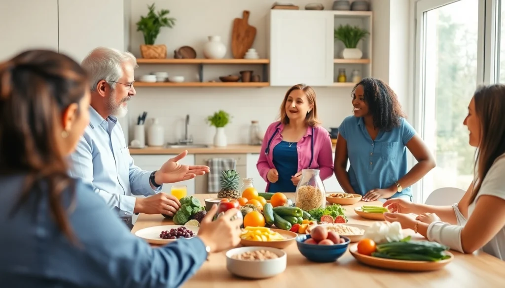 Teaching the benefits of intermittent fasting amidst a vibrant kitchen setting.