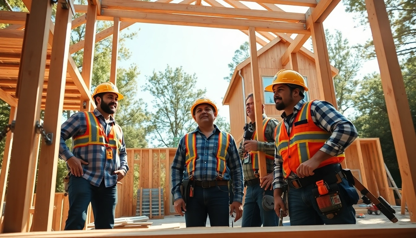 See skilled workers engaged in Austin construction activities at a residential site.