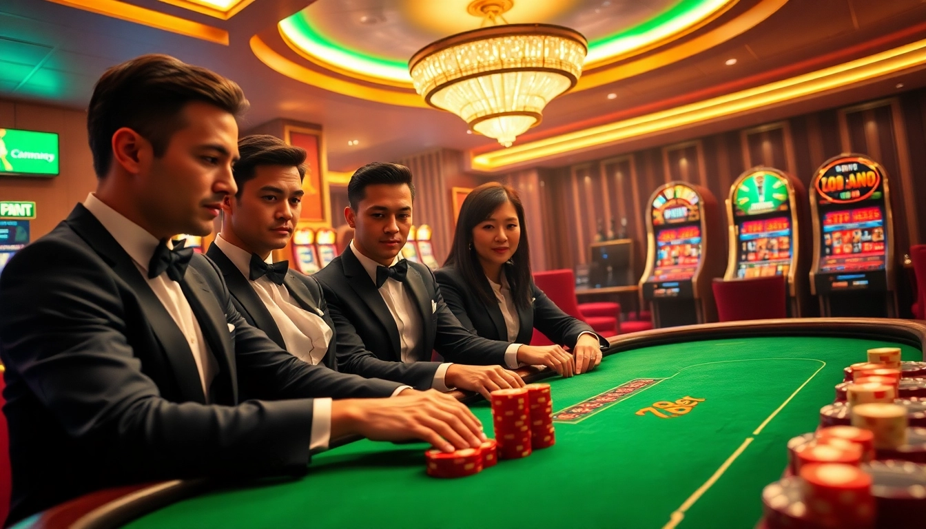 Players engaging in strategic gameplay at 789BET casino, showcasing luxury and excitement.
