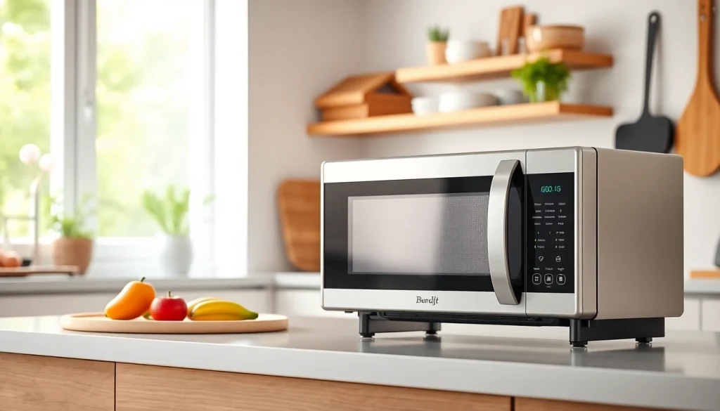 Cook with ease using this modern microwave oven, designed for quick meal prep.