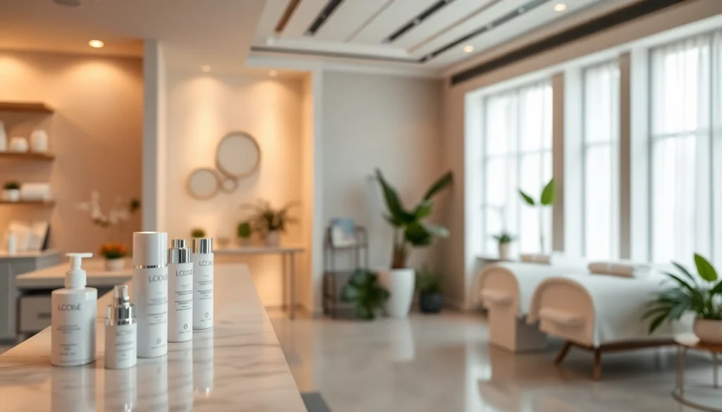 Enhance medspa marketing with a modern, serene spa environment showcasing aesthetic products.