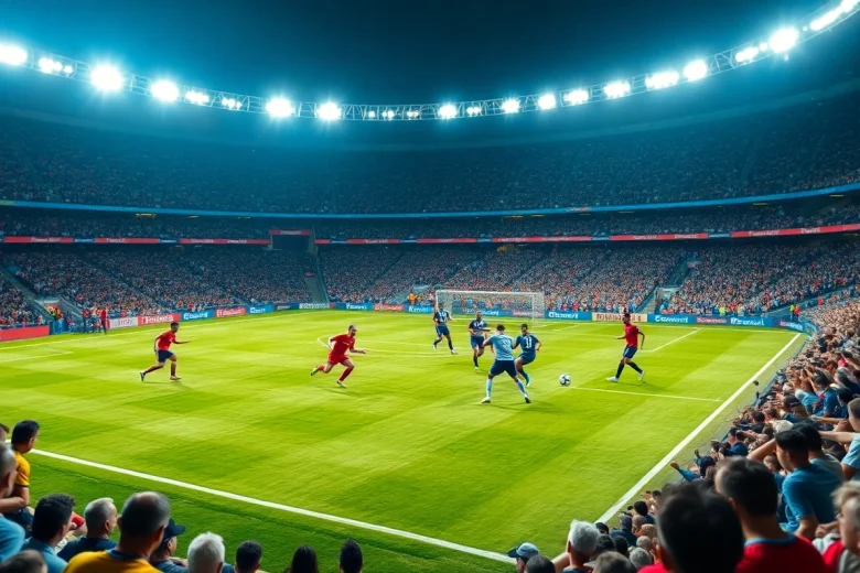 ผลบอล888 บรรยากาศการแข่งขันฟุตบอลในสนามใหญ่ แฟนบอลเริงร่าเต็มที่