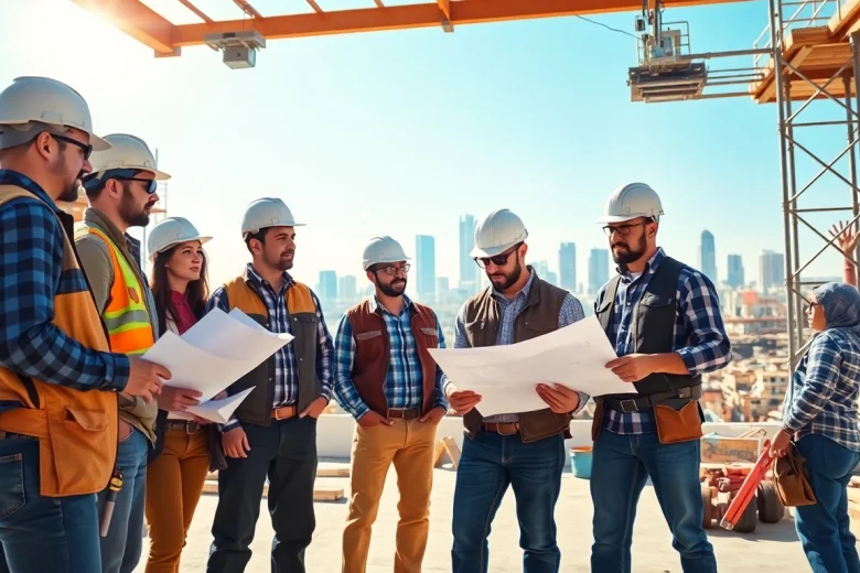 Contractors from the southern california contractors association collaborating on a construction project.