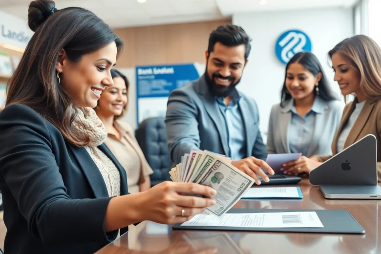 Mendeposit 1k dengan aman di bank bersama teller yang membantu.