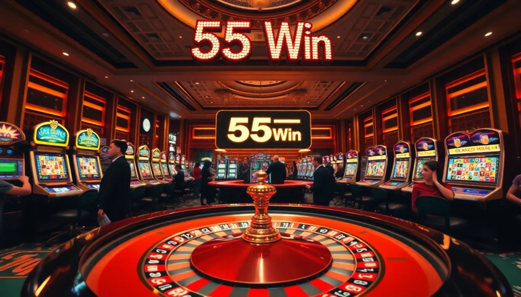 Players celebrating big wins at the casino with the excitement of 555 win displayed prominently.