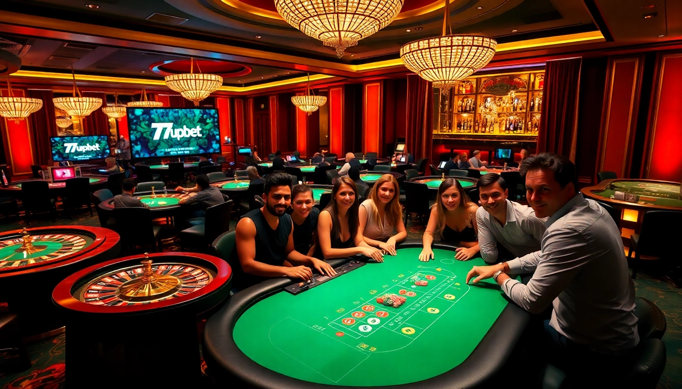 Experience the excitement of 7upbet with luxury casino tables and engaging players.