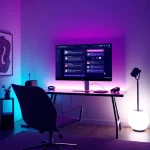 Interactive nsfw ai chat workspace with modern tech and ambient lighting.