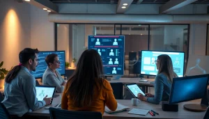 Engaging workspace discussing innovative nsfw ai chatbots with diverse participants.