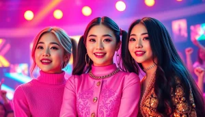 blackpink members performing energetically with vibrant lighting at a concert.