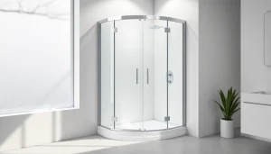 Duschkabine 90x90 komplett in modernem Badezimmer, stilvolle Glasdesign und elegante Armaturen.