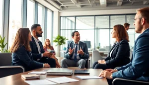 Interview scene demonstrating how to hire great salespeople in [industry], focusing on candidates and interviewers.