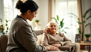 Experience austin senior home care with compassionate caregiver in a cozy living room setting.