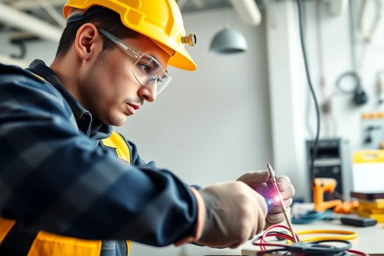 Electrician apprenticeship Hawaii student engaged in practical wiring tasks.