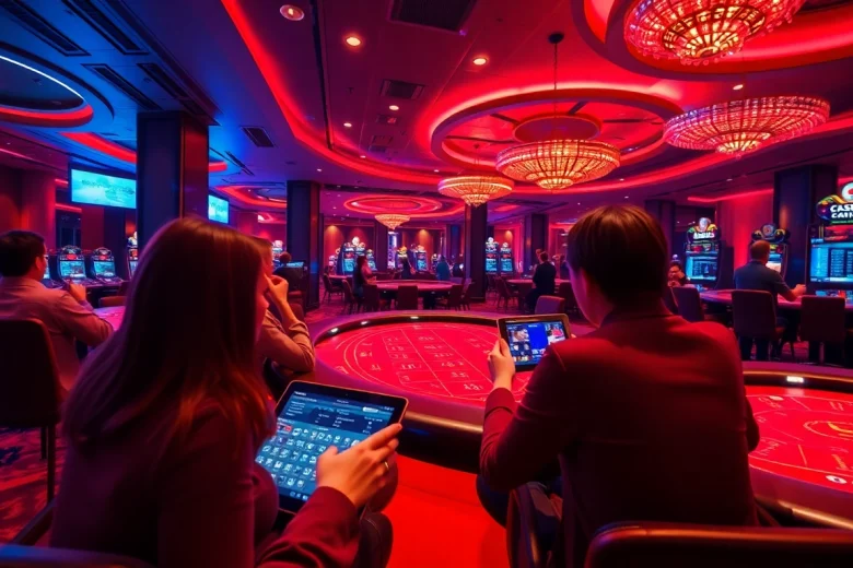 혁신적인 카지노사이트 기술과 라이브 바카라 게임 경험을 보여주는 흥미로운 카지노 분위기.