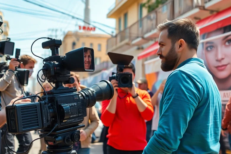 ดูหนัง ที่กำลังถ่ายทำบนเซ็ตภาพยนตร์ด้วยนักแสดงและทีมงานที่มีชีวิตชีวา