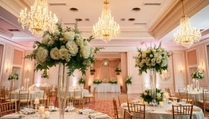 Stunning Wedding Event Space Jacksonville showcasing an elegant setup with floral decorations.