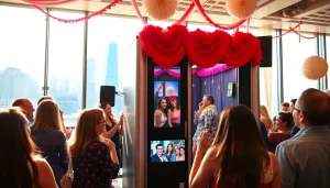 Guests enjoying a photo booth chicago experience at a lively Chicago event.