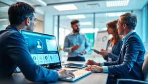 Engaged professionals using an assistant for enterprise to enhance teamwork and productivity.